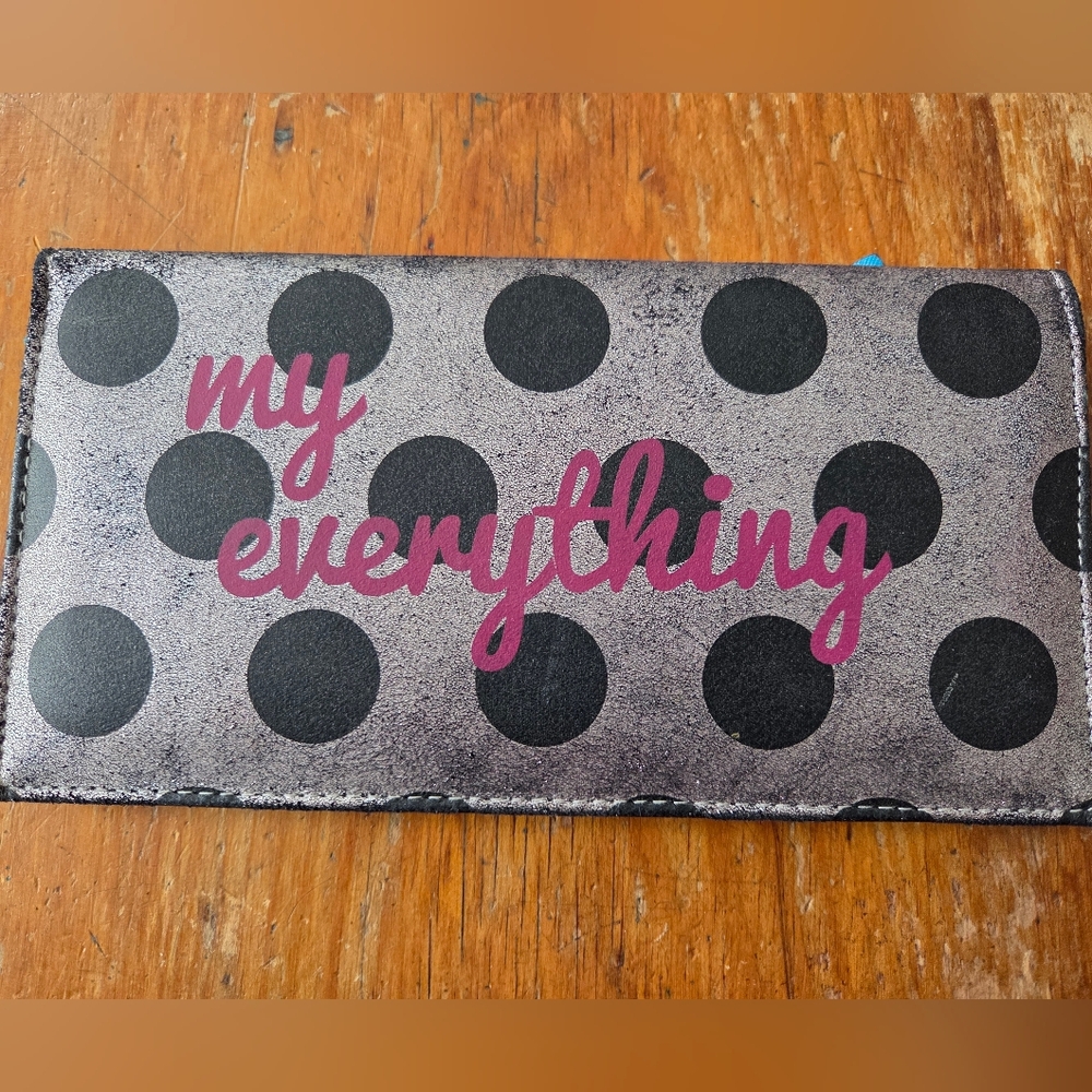 Neiman Marcus Polka Dot Passport Clutch Wallet with 'My Everything' Print Travel - Picture 6 of 6